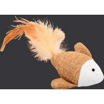 Jouet chat poisson canvas avec plume L 7.5 x p 2.5 x h 7.5 cm